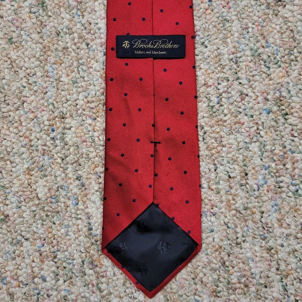 Brooks Brothers Tie Mens OS Red Polka Dot Silk Woven England USA Necktie